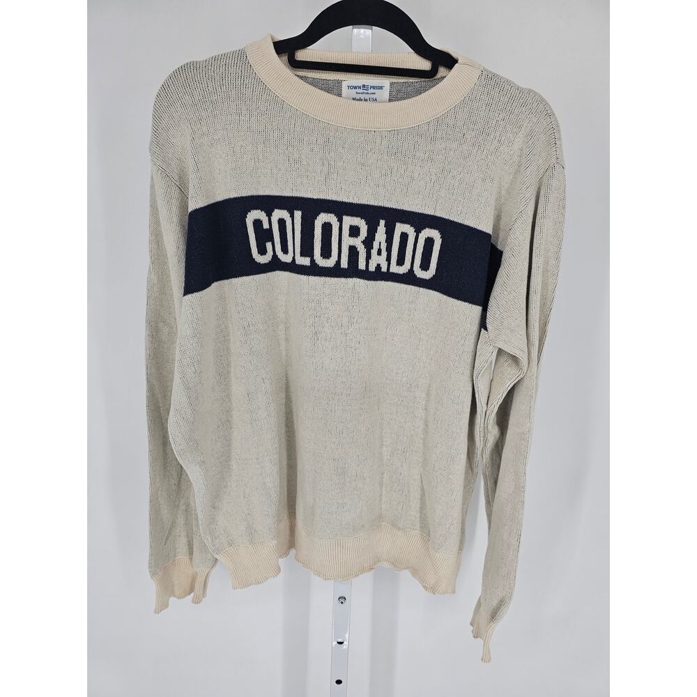 Town Pride womens Sz XL Crew Neck Sweater COLORADO Cream Knit